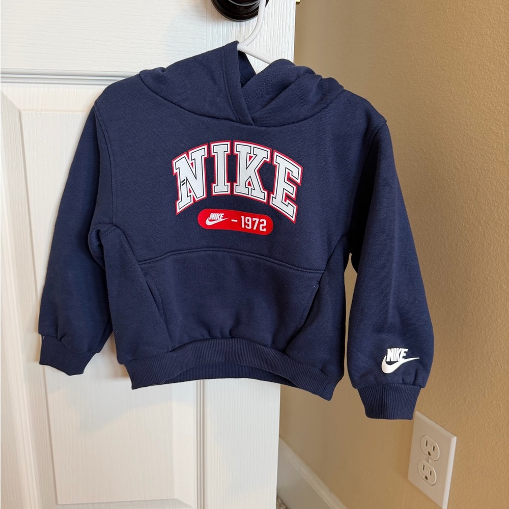 Nike Navy Kids Hoodie with Red & White Logo